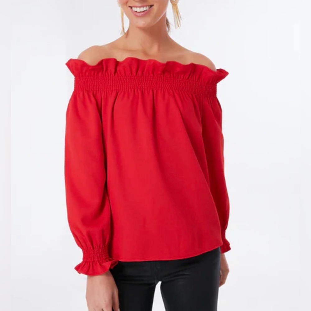 TUCKERNUCK Red Off the Shoulder Marguerite Blouse XS
